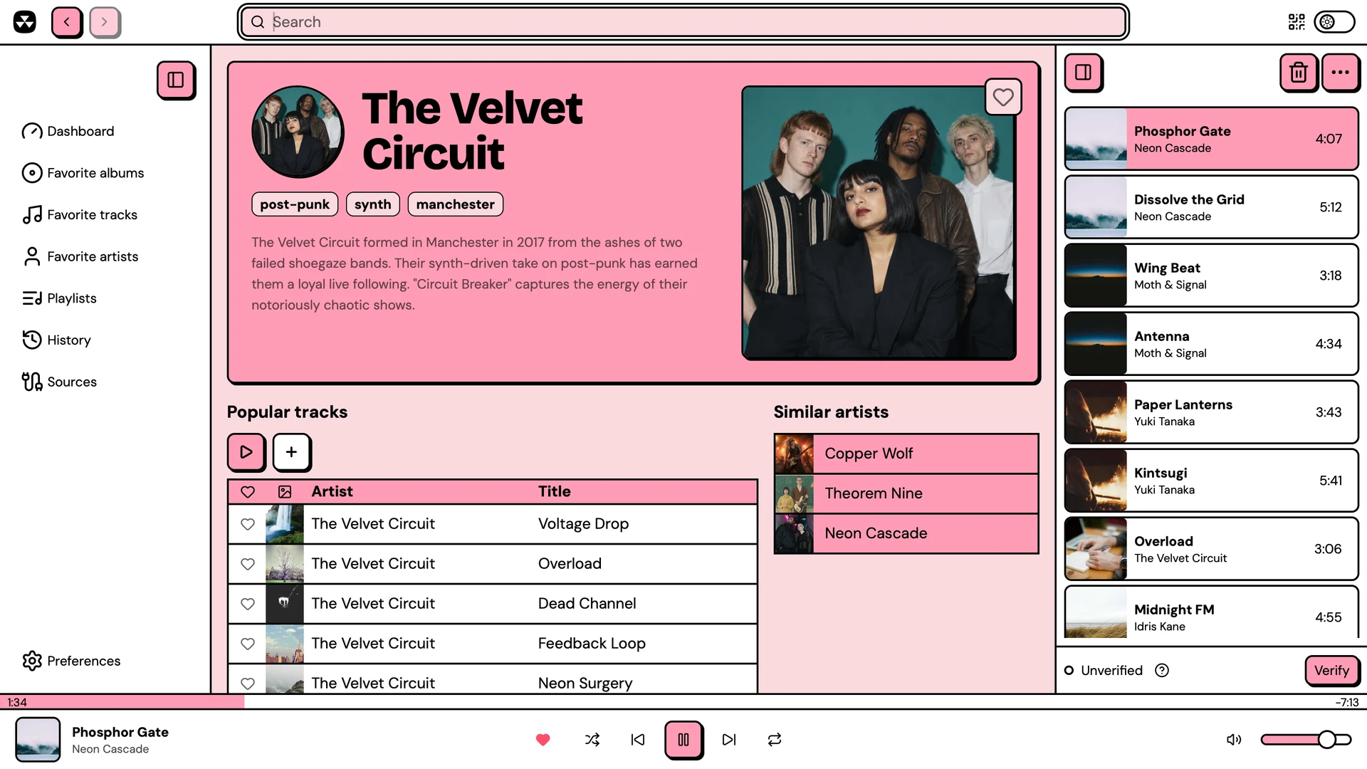 Artist page in Nuclear