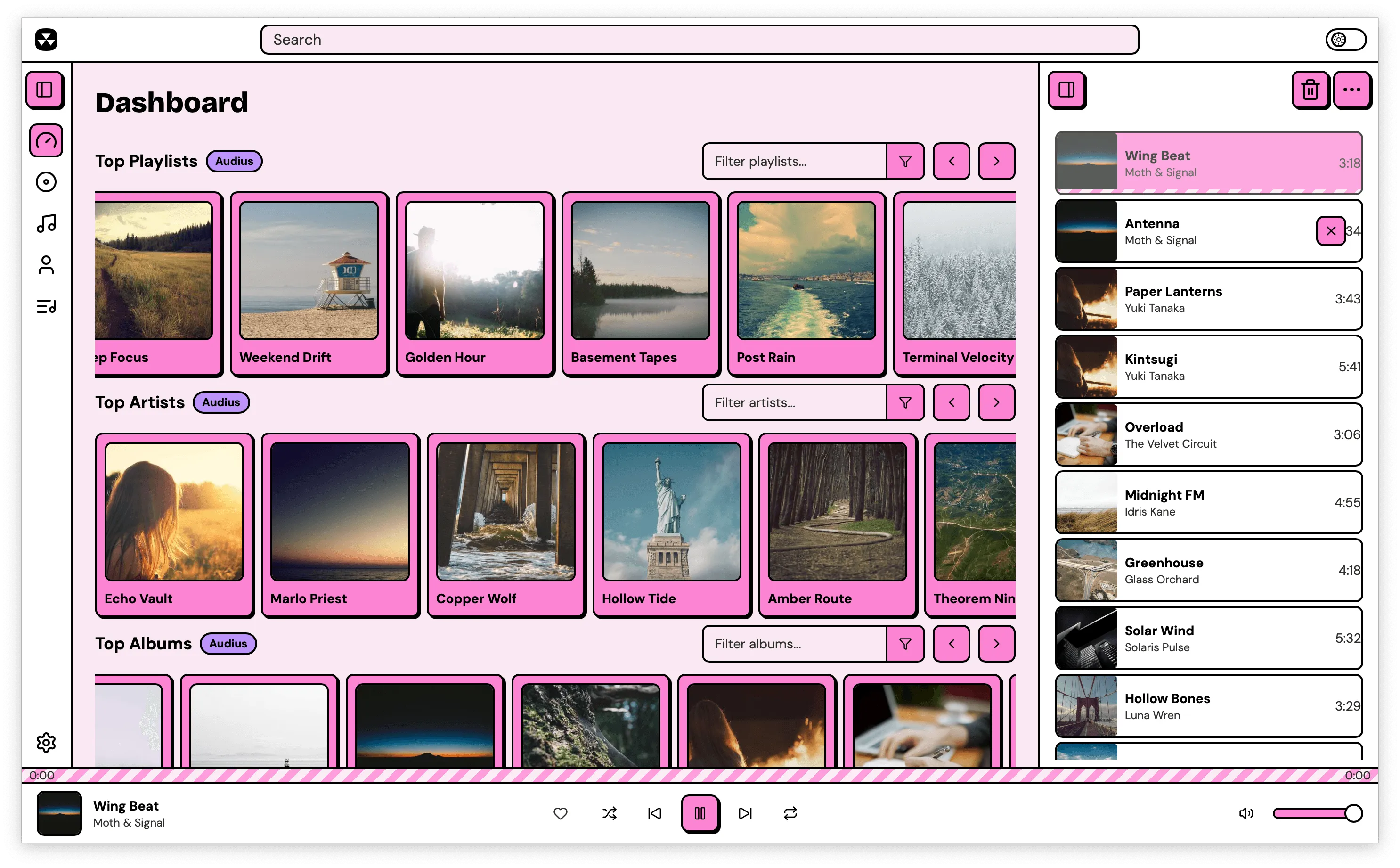 Nuclear music player dashboard