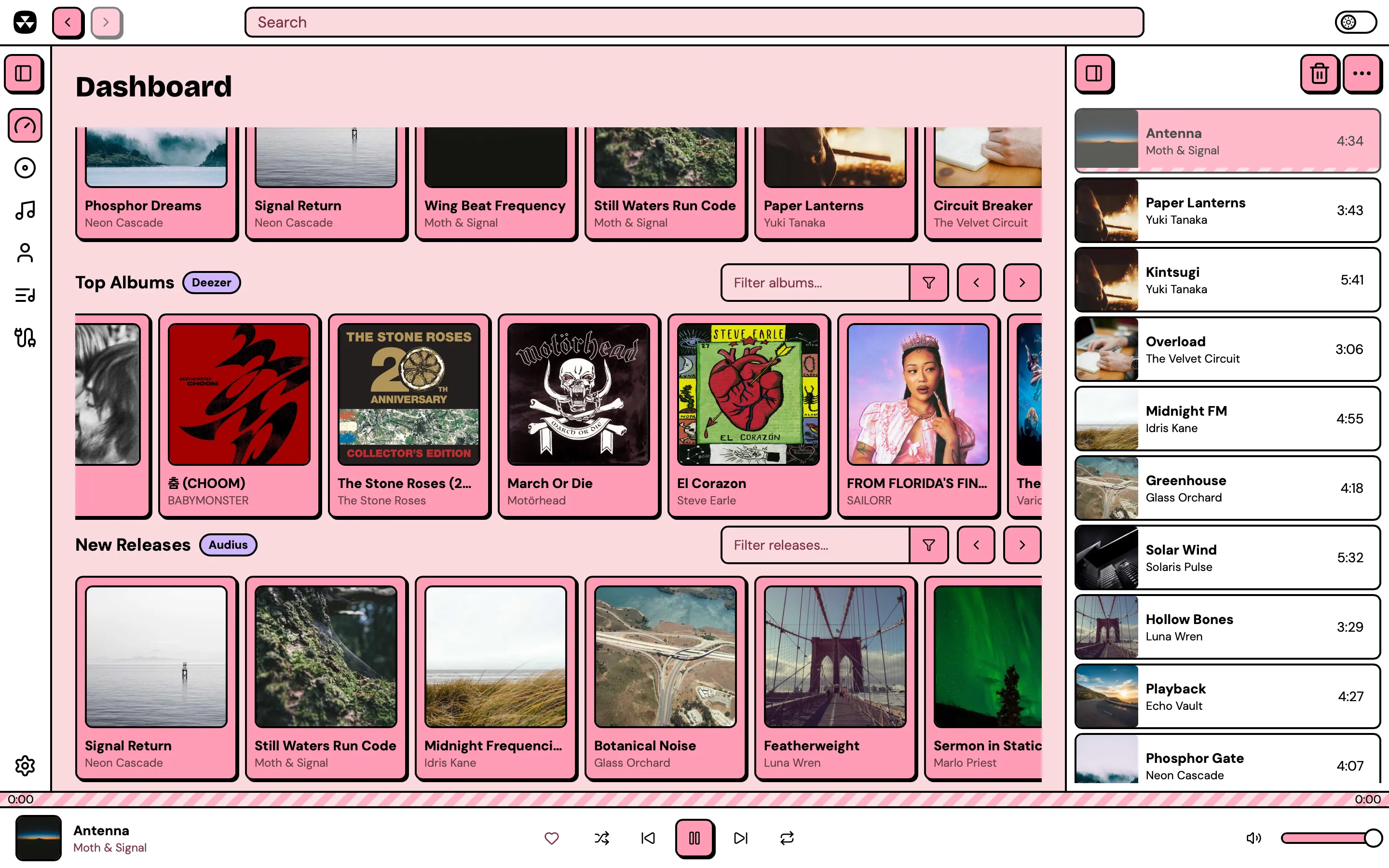 Nuclear music player dashboard