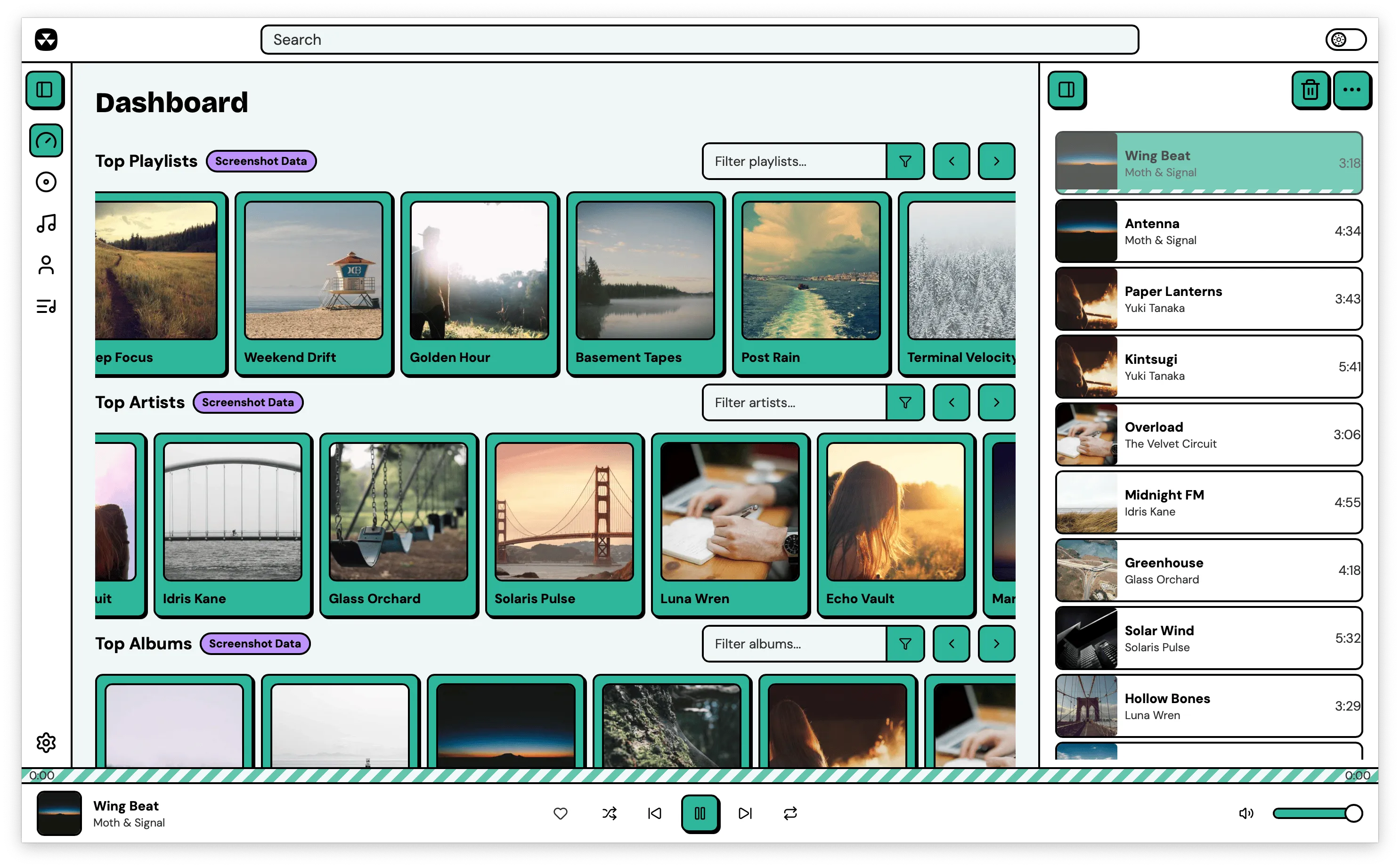 Nuclear dashboard with Arctic Moss theme