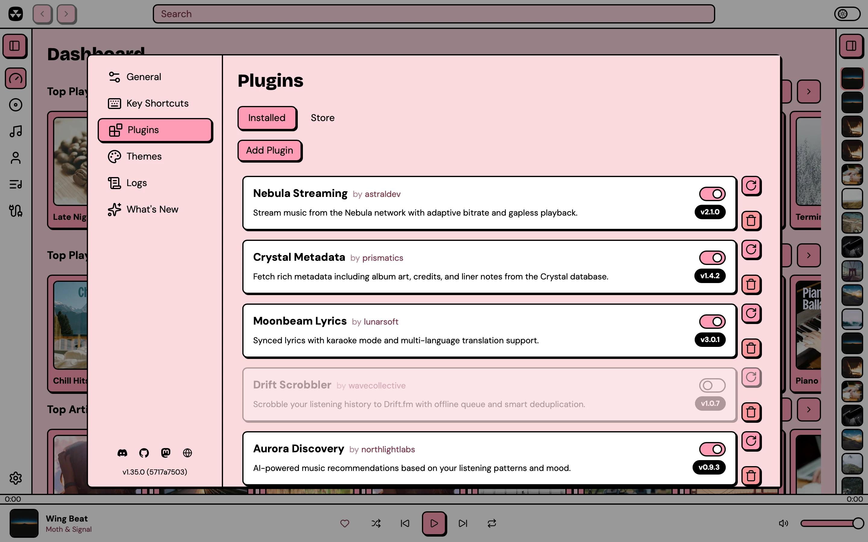Installed plugins in Nuclear