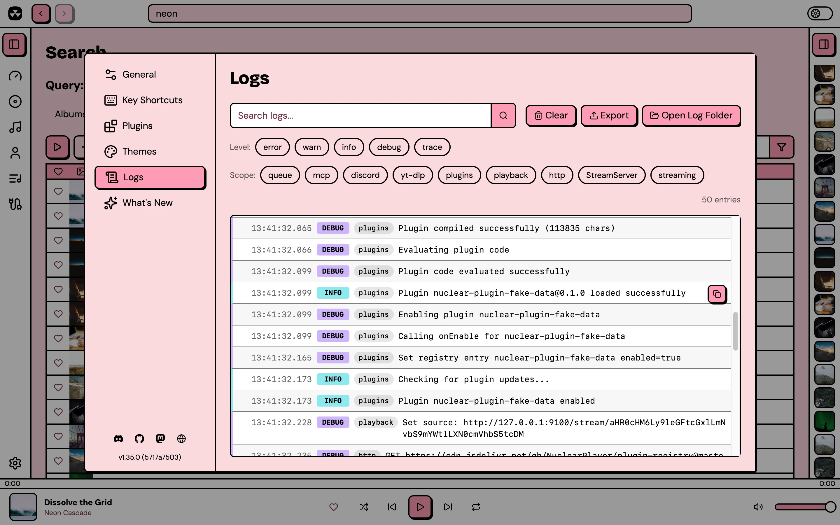 Log viewer in Nuclear