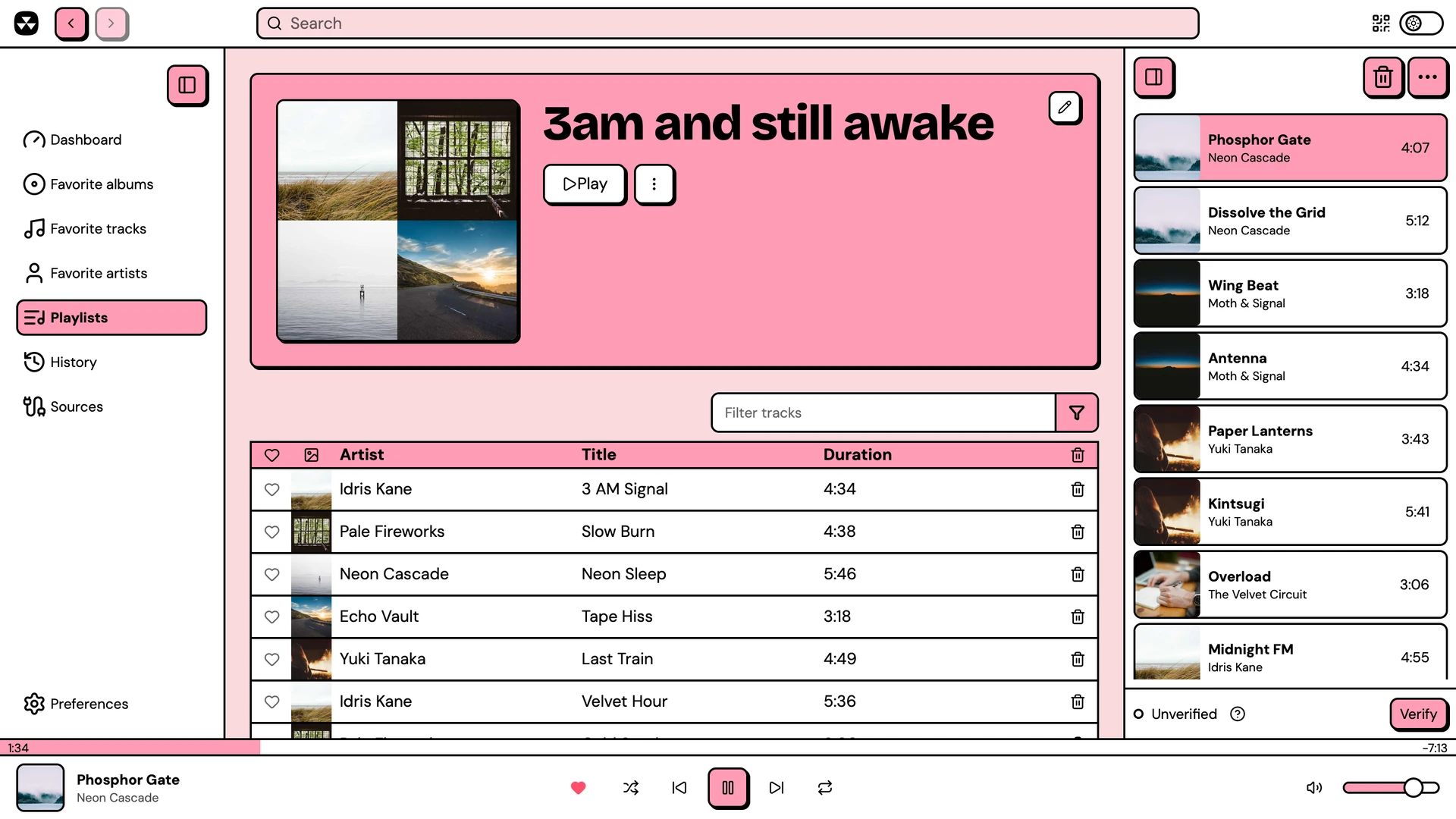 Playlist detail view in Nuclear