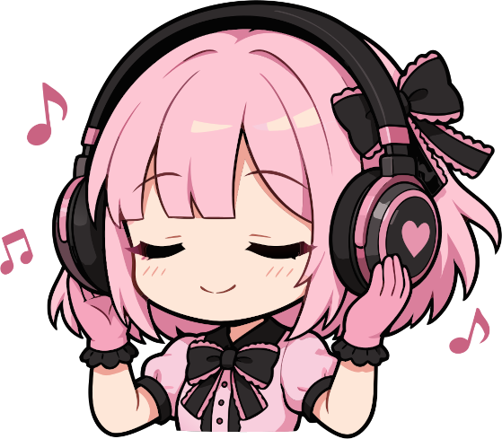 Nuclear mascot Nuki listening to music